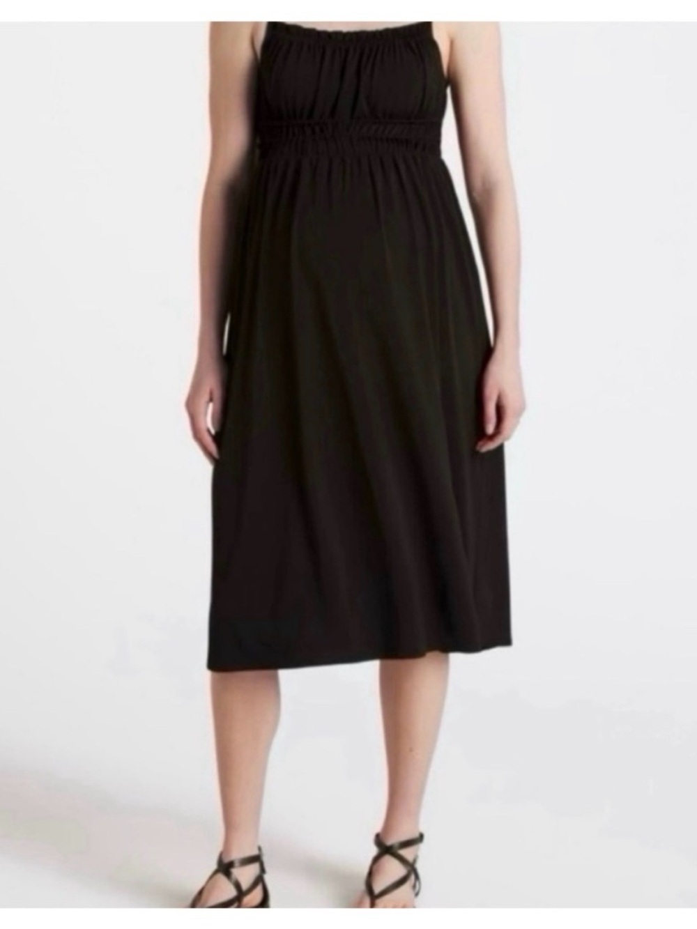 NWT Nine Britton Mara Black Maternity Midi Dress | Size Large (L)